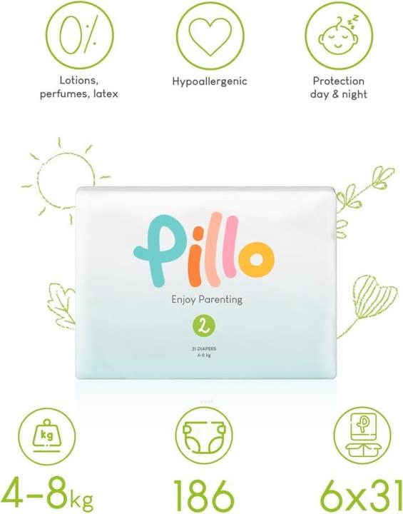 Actual product image Pillo Enjoy Parenting (Size 2, Monthly box, 186 Piece)