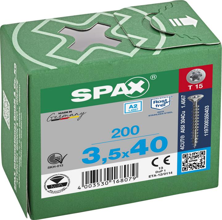 Actual product image Spax Chipboard screws A2 (200 Screws per piece)
