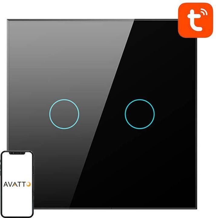 Produktbild Avatto Smart Light Switch WiFi TS02-EU-B2 2 Way TUYA (black)