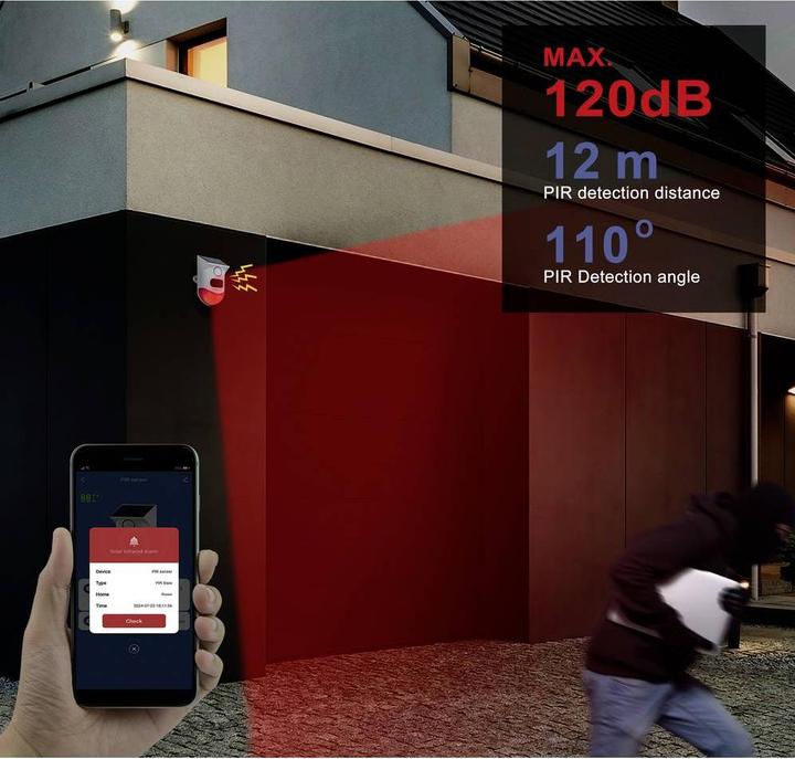 Actual product image Sygonix Mini-Alarmanlage Weiss, Rot mit LED, mit Bewegungsmelder, mit Fernbedi