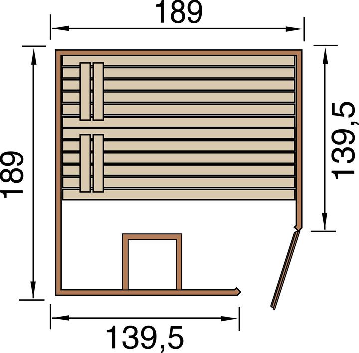 Actual product image Weka Holzbau MH corner sauna 539 GT size 2 (Without oven)