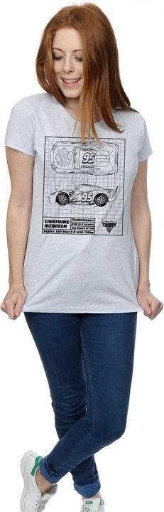 Immagine prodotto Disney Cars Lightning McQueen Blueprint Maglietta Donna (XL)