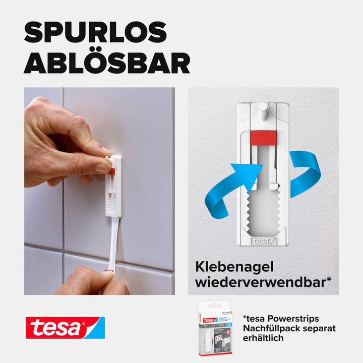 Image du produit tesa Clou adhésif pour carrelage et métal, réglable en hauteur