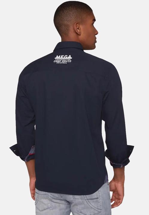 Produktbild Camp David Hemd Langarmhemd mit 1-Knopfmanschetten, Hemdkragen und Logo Print (M)