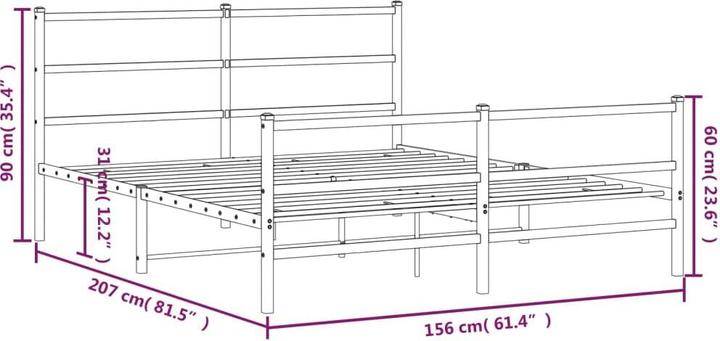 Produktbild VidaXL Bettgestell mit Kopf- und Fussteil (150 x 200 cm)