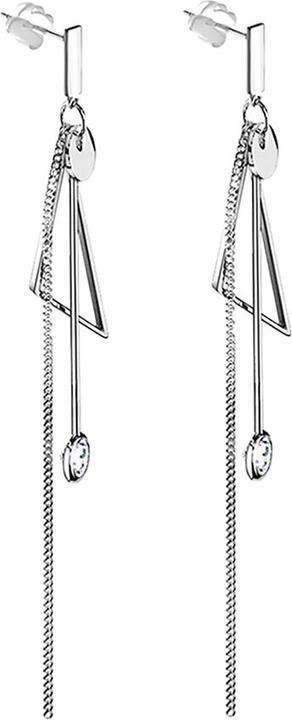 Star Piercing Ohrstecker silber Schild freifallende Ketten mit Triangel und Kristall (ohne Messing, Chirurgenstahl 316L)
