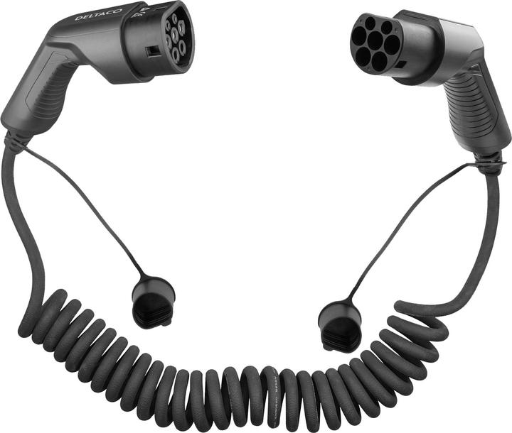 Deltaco E-Charge cable type 2 - type 2 3 phase 16A Spiral 3M/5M (11 kW, 16 A, 8 m)