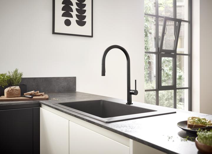 Produktbild hansgrohe Talis M54 Spültischmischer 210 (mattschwarz), mit Ausziehbrause