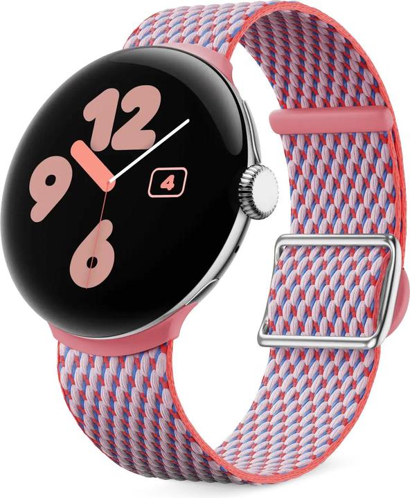 Produktbild Google Pixel Watch 3 (45mm), Woven Band, Peony (Kunststoff, Edelstahl, recyceltes Polyester-Garn)