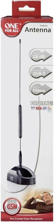Actual product image One for All Indoor Dvbt Tube Antenna Euro 21l Lte (Monopole antenna, 28 dB, DVB-T / -T2, DAB/ DAB+)