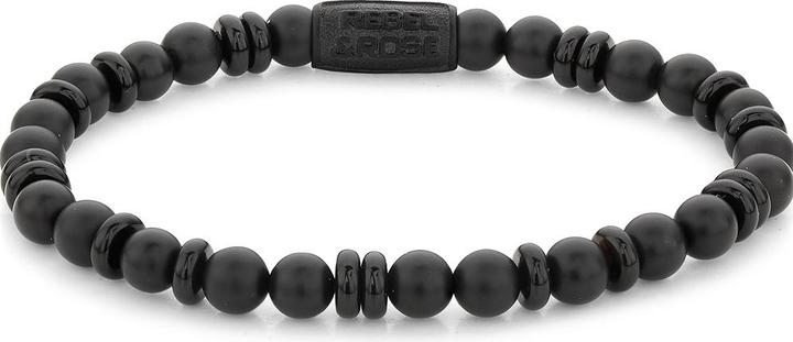 Rebel & Rose Armband All-Black RR-60107-B-L Herren (19 cm, Onyx, Acero inoxidable)
