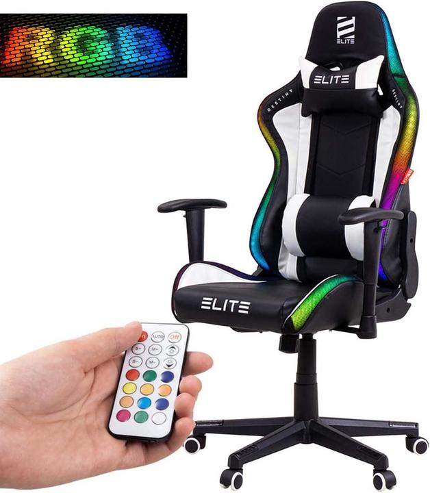 Elite Chaise de jeu MG200 Destiny, RGB noir-blanc