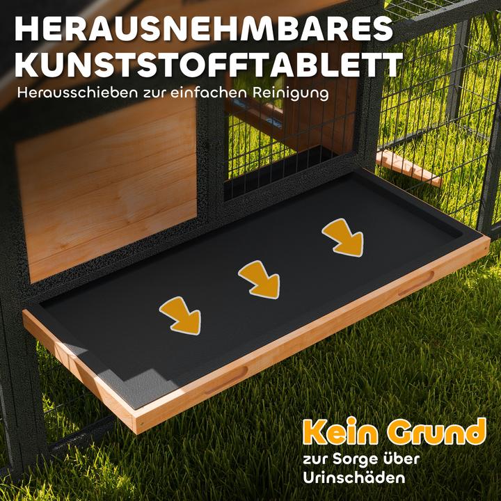 Produktbild PawHut Kaninchenstall Tannenholz, Stahl Gelb