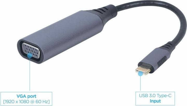 Actual product image Gembird CableXpert USB Type-C, VGA Display Adapter (USB-C, VGA, 2.50 cm)