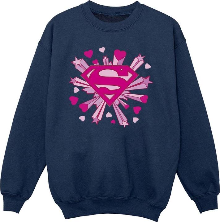 Superman Pink Hearts And Stars Logo Sweatshirt Mädchen