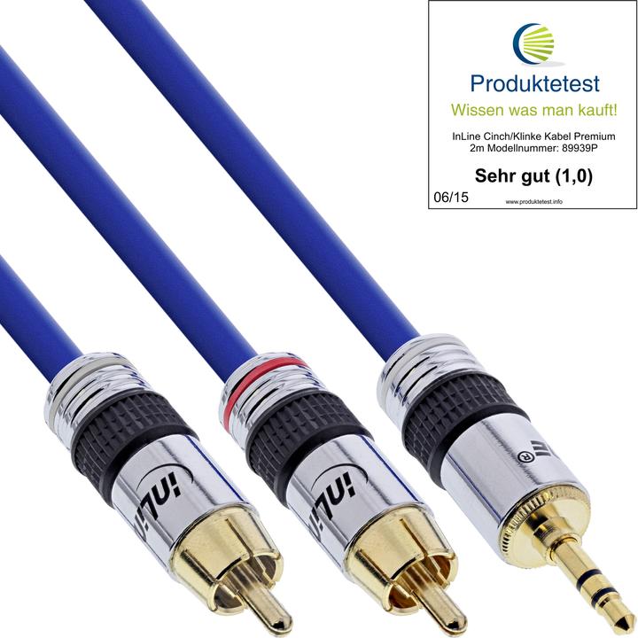 Actual product image InLine Cinch/jack cable, 2x Cinch to 3,5mm jack (0.50 m, 3.5mm jack (AUX), Cinch)