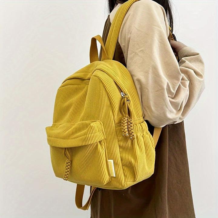 Only-Bags.Store Kleiner Rucksack aus Cord, lässiger Reiserucksack, einfacher Moderucksack (10 l)