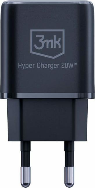 Immagine prodotto 3MK HyperCharger 20W 1xUSB-C + 1xUSB-A ładowarka sieciowa PD/QC czarna/nero (20 W)
