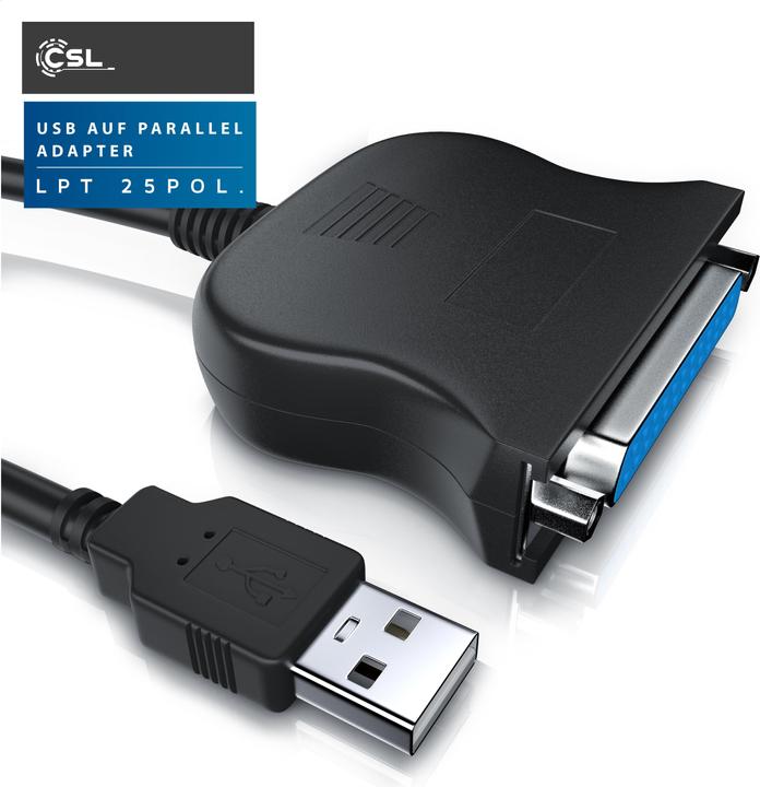 Immagine prodotto CSL Adattatore da USB A a parallela LPT 25 pin - D-SUB DE 25 a USB tipo A, 90 cm, cavo stampante, cavo (1 m, Parallelo (stampante))