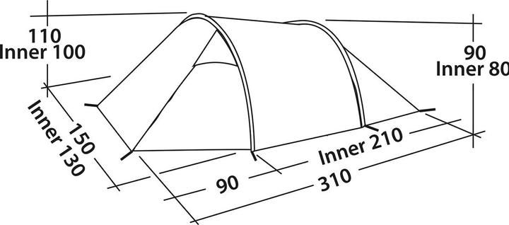 Produktbild Easy Camp Spirit 200 Zelt (Tunnelzelt, 2.90 kg, 2 Personen)
