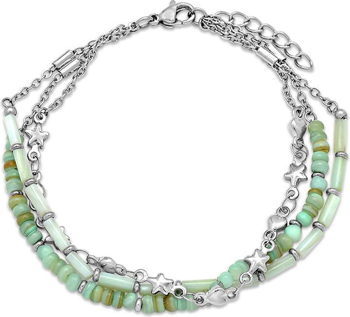 Leyda Armband Perlmutt Edelstahl (19.50 cm, Stein, Edelstahl)