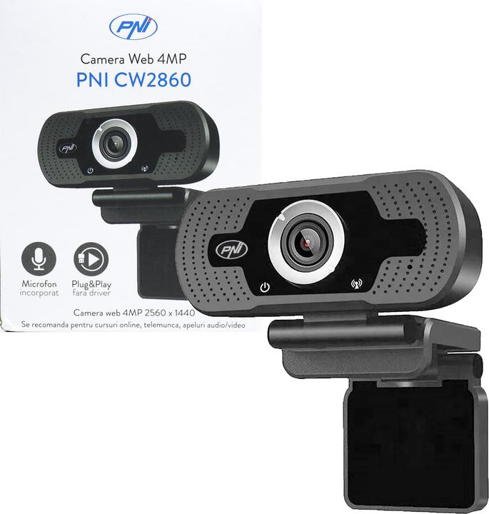 Productafbeelding PNI Webcam CW2860 Full HD 4MP, USB, clip-on, geïntegreerde microfoon, pc/laptop-aansluiting (4 Mpx)