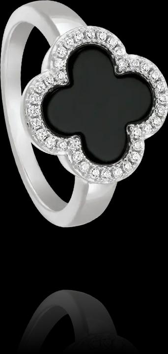 Charles Garnier Ring aus Silber, schwarzem Achat, Zirkonoxid (52, 925 Silber)