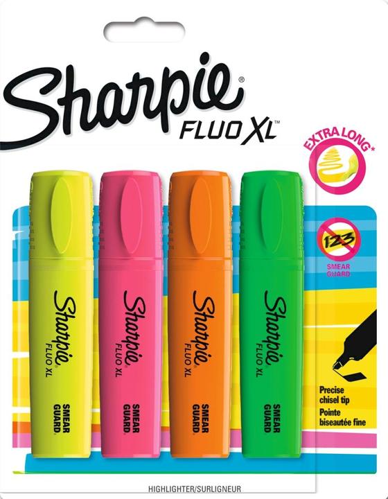 Produktbild Sharpie Highligther Fluo XL 4er G/O/P/G (Pink, Orange, Gelb, Grün, 5 mm)