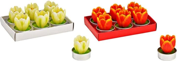 G. Wurm Teelicht Tulpe 4x7x4cm 6-er Set, aus Wachs bunt 2-fach, (B/H/T) 14x6x9cm (6 Stk.)