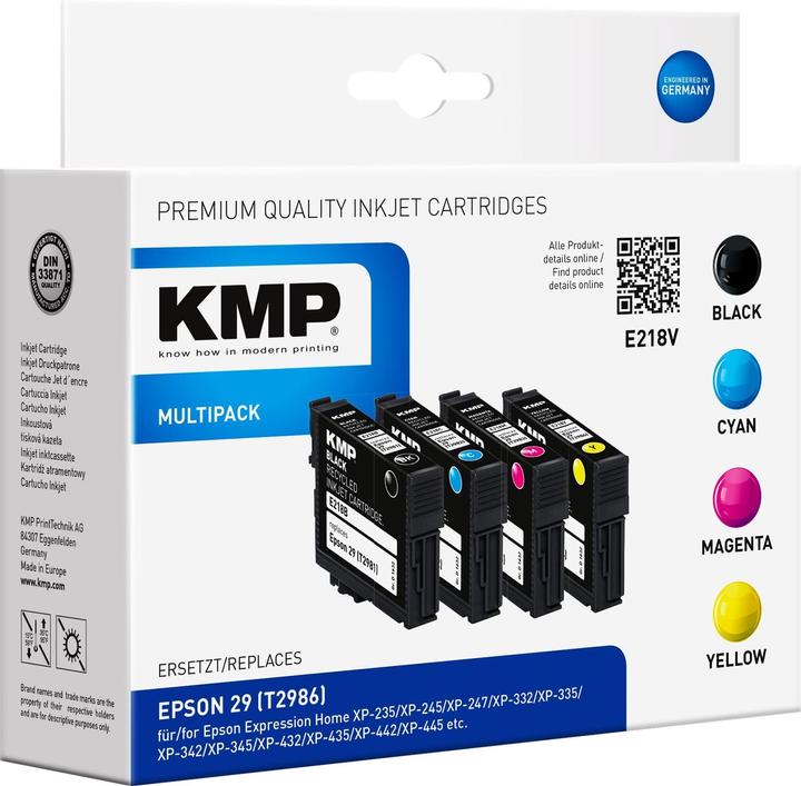 Image du produit KMP E218V Multipack BK/C/M/Y compatible avec Epson T 2986 (M, C, Y, CF)