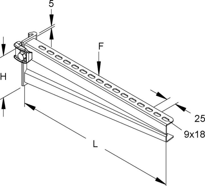 Image du produit Niedax NIE KTTS500 Flèche lourde 150x530mm 5,0 kN avec pince prémontée