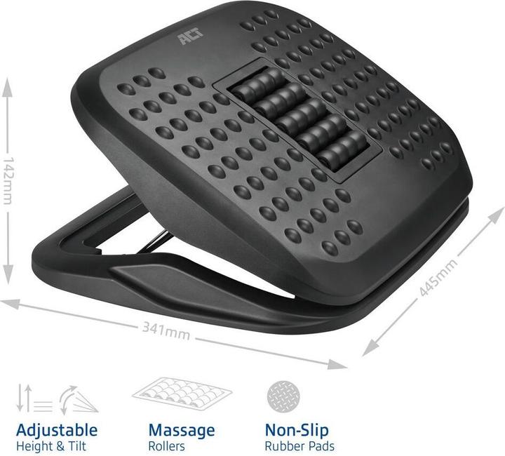 Image du produit Repose-pieds ergonomique à hauteur réglable avec rouleaux de massage