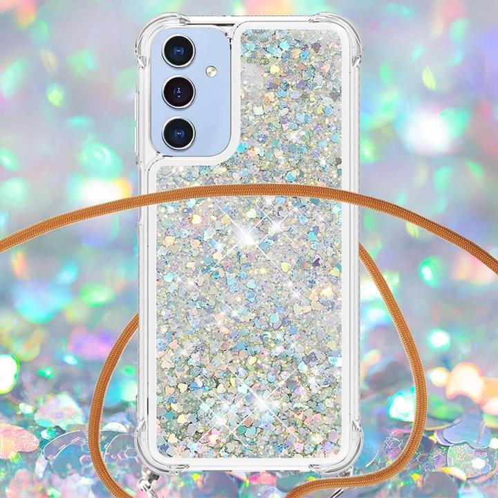 Produktbild Cover-Discount Galaxy A15 - Glitzer Hülle mit Umhängeband silber (Samsung Galaxy A15)