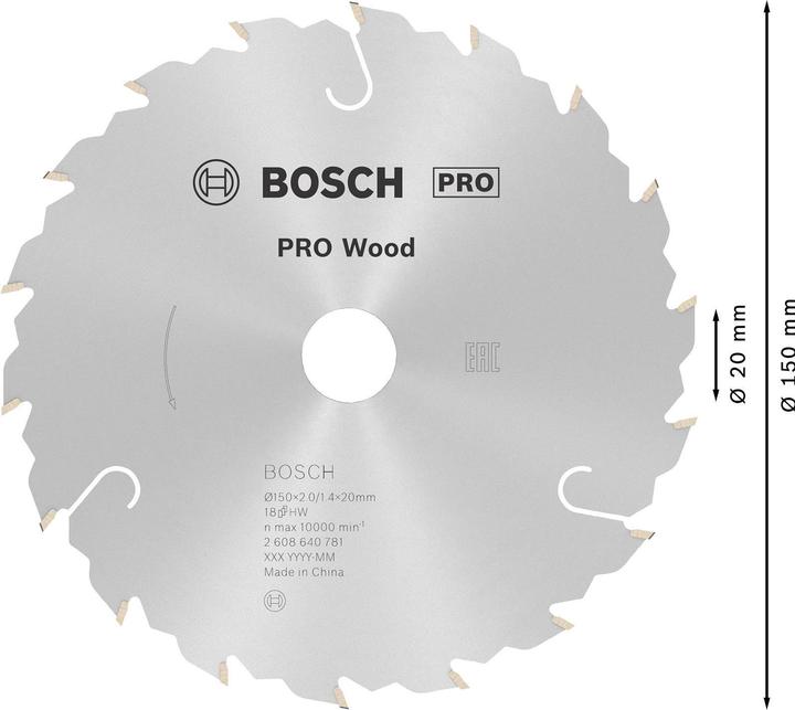 Produktbild Bosch Professional Zubehör PRO Wood Kreissägeblatt, 150 x 2 x 20 mm