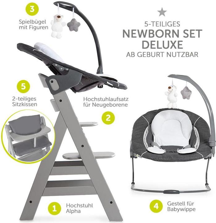 Actual product image Hauck Highchairs Alpha Plus Grey Newborn Set Deluxe - 4-piece highchair (Highchair)