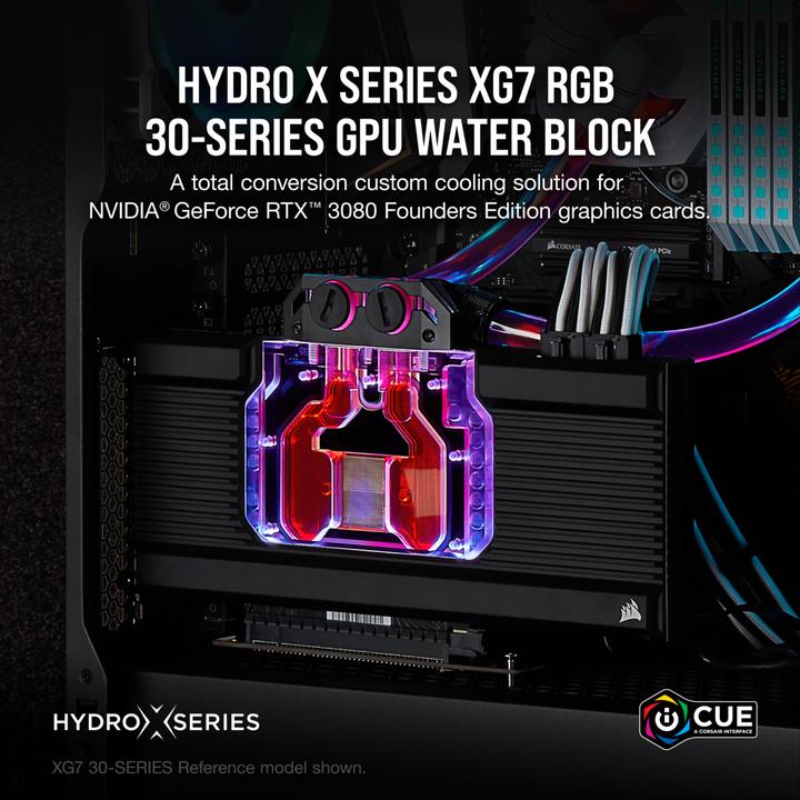 Actual product image Corsair Hydro X Series XG7 RGB 3080 FE GPU Water Block - Acrylic + Nickel
