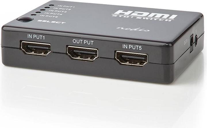 Produktbild Nedis HDMI T Schalter 5-Port Port(s) 5X HDMIT Eingang 1x HDMIT Ausgang 1080p 3.4 Gbps ABS Schwarz