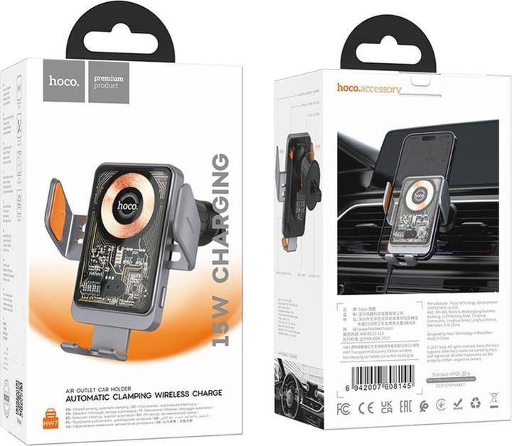Produktbild Hoco 2 in 1 QI Wireless Fast Charge Autohalterung Ladestation