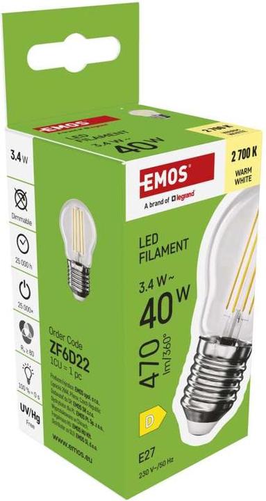 Produktbild Emos LED Lampe (E27, 3.40 W, 470 lm, 1 x, D)