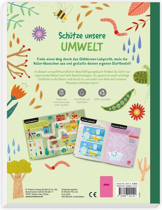 Produktbild Beschäftigungsbuch Schütze unsere Umwelt Rätseln Malen Basteln Natur
