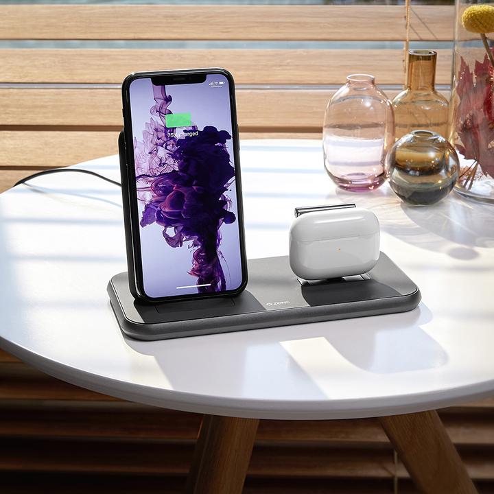 Image du produit Zens Chargeur sans fil double en aluminium + station d'accueil (20 W)
