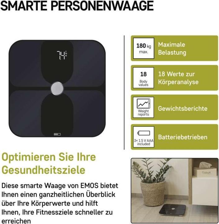 Immagine prodotto Emos Bilancia pesapersone digitale GoSmart EV112 (180 kg)