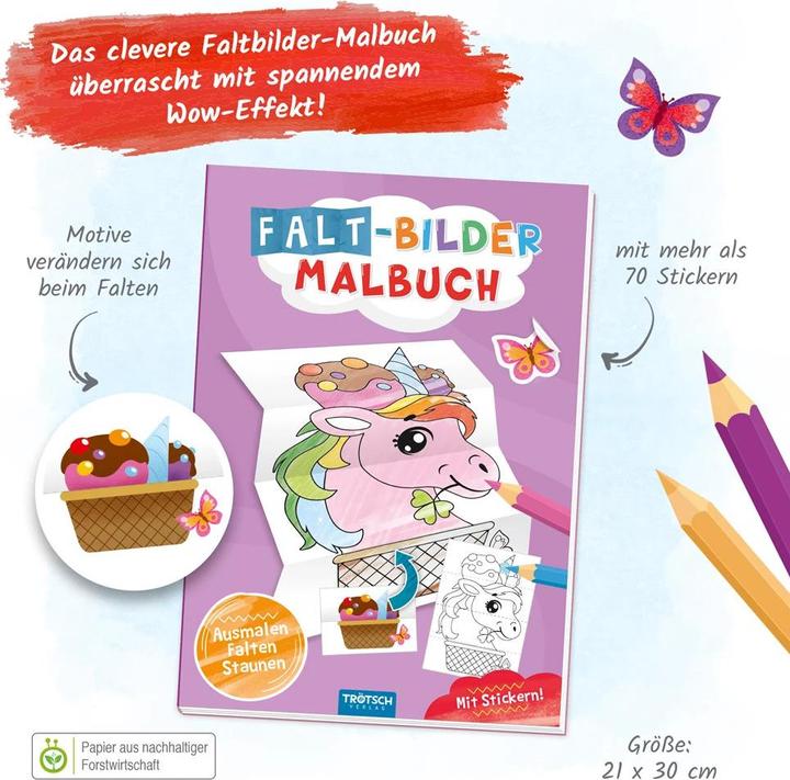 Actual product image Unicorn folding colouring book