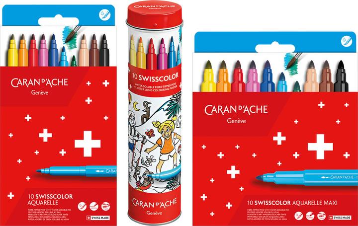 Produktbild Caran d'Ache Swisscolor Maxi Fasermaler Kartonschachtel (Mehrfarbig, 10 x)