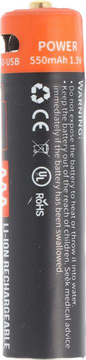 Image du produit AccuCell Rundzelle AAA, Li-ion, 1,5V, mit USB-Ladeanschluss (1 pcs, AAA, 550 mAh, Chargeurs sans batterie)