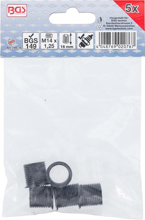 Produktbild BGS Gewindehülsen | 16 mm | M14 x 1,25 mm | 5-tlg.