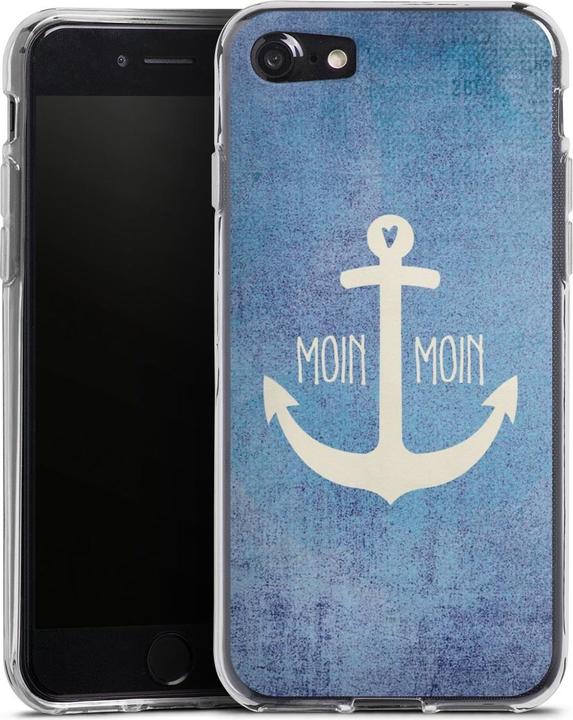 Actual product image DeinDesign Silikon Hülle für Apple iPhone 7 Handyhülle Case Smartphone Schutzhülle Anker Blau maritim (Apple iPhone 7)