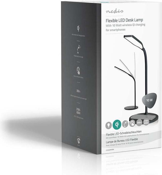 Produktbild Nedis LED-Lampe mit Wireless-Ladegerät | DimmSchalter | LED / Qi | 10 W | mit Dimmung | Kaltweiss / (350 lm)