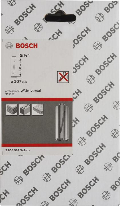 Produktbild Bosch Professional Zubehör Diamanttrockenbohrkrone G 1/2-Zoll, Standard for Universal, 107mm, 150mm, 6, 7mm (107 mm)