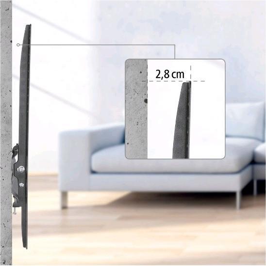 Actual product image Hama TV wall bracket, inclinable, 165 cm (65") up to 35 kg, wall distance 2.8 cm (Wall, 65", 35 kg)